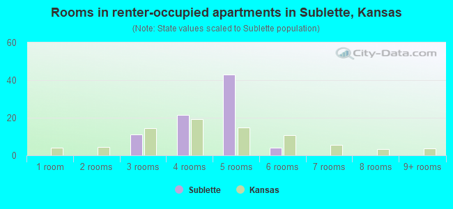 Rooms in renter-occupied apartments in Sublette, Kansas