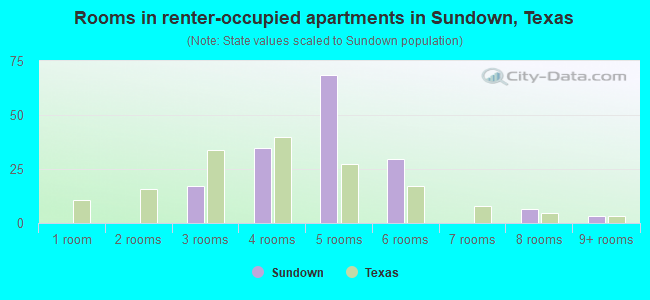 Rooms in renter-occupied apartments in Sundown, Texas
