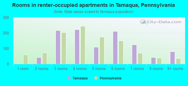 Rooms in renter-occupied apartments in Tamaqua, Pennsylvania