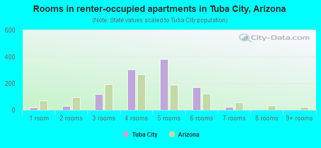 Rooms in renter-occupied apartments in Tuba City, Arizona