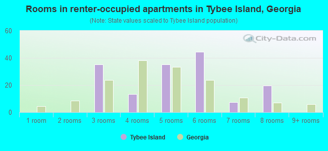 Rooms in renter-occupied apartments in Tybee Island, Georgia