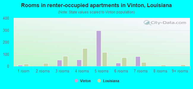 Rooms in renter-occupied apartments in Vinton, Louisiana