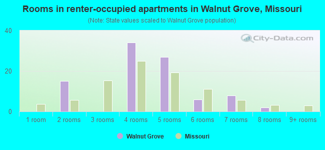 Rooms in renter-occupied apartments in Walnut Grove, Missouri