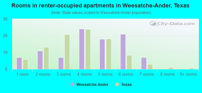 Rooms in renter-occupied apartments in Weesatche-Ander, Texas