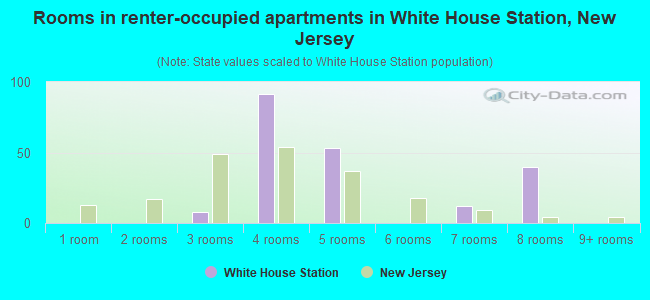 Rooms in renter-occupied apartments in White House Station, New Jersey