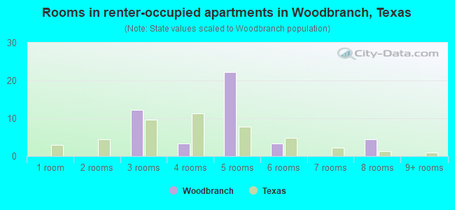 Rooms in renter-occupied apartments in Woodbranch, Texas