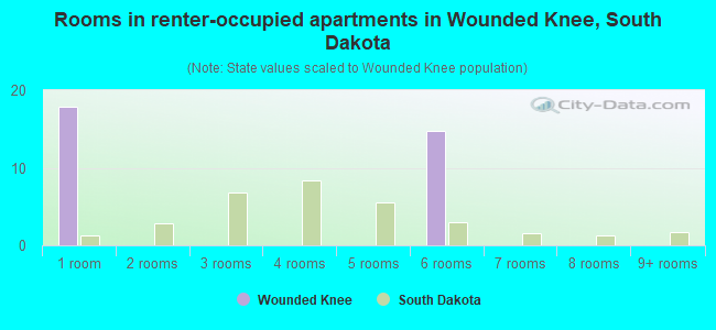 Rooms in renter-occupied apartments in Wounded Knee, South Dakota