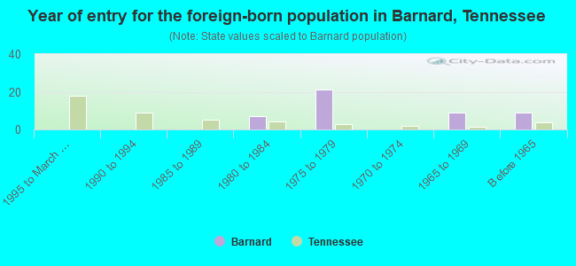 Year of entry for the foreign-born population in Barnard, Tennessee