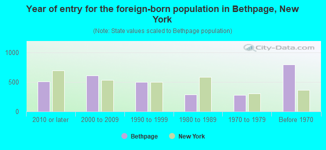 Year of entry for the foreign-born population in Bethpage, New York