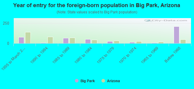 Year of entry for the foreign-born population in Big Park, Arizona