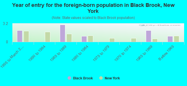 Year of entry for the foreign-born population in Black Brook, New York