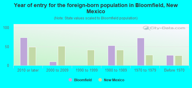 Year of entry for the foreign-born population in Bloomfield, New Mexico