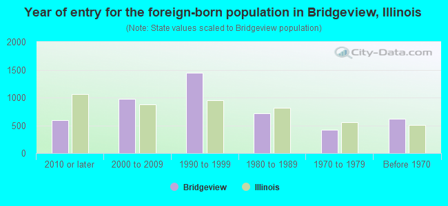 Year of entry for the foreign-born population in Bridgeview, Illinois