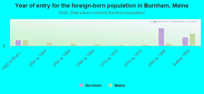 Year of entry for the foreign-born population in Burnham, Maine