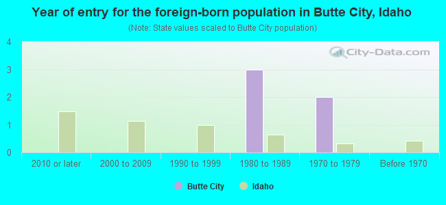 Year of entry for the foreign-born population in Butte City, Idaho