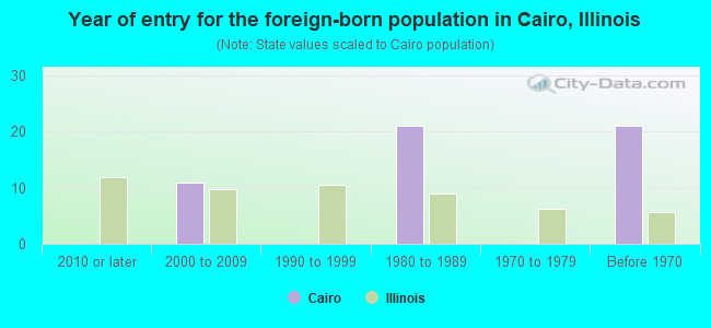 Year of entry for the foreign-born population in Cairo, Illinois