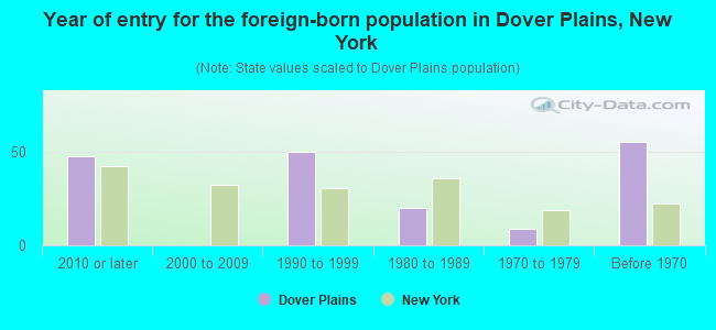 Year of entry for the foreign-born population in Dover Plains, New York