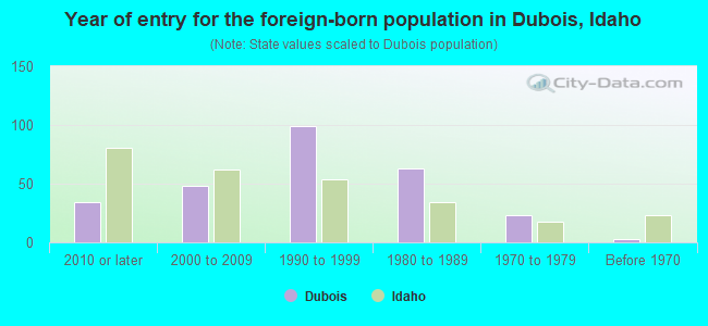 Year of entry for the foreign-born population in Dubois, Idaho