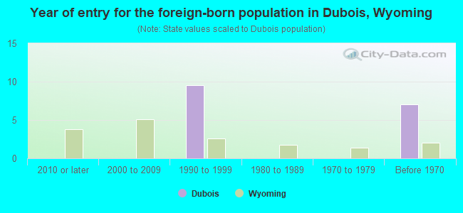 Year of entry for the foreign-born population in Dubois, Wyoming