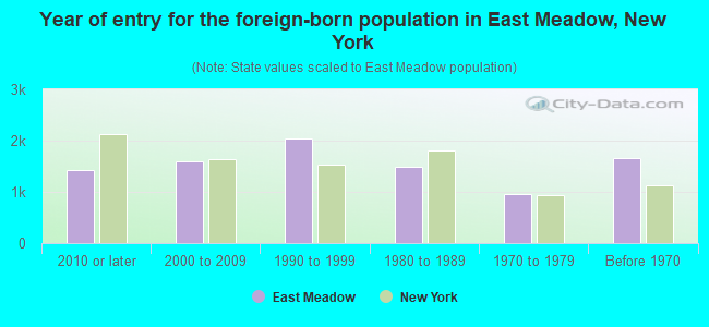 Year of entry for the foreign-born population in East Meadow, New York