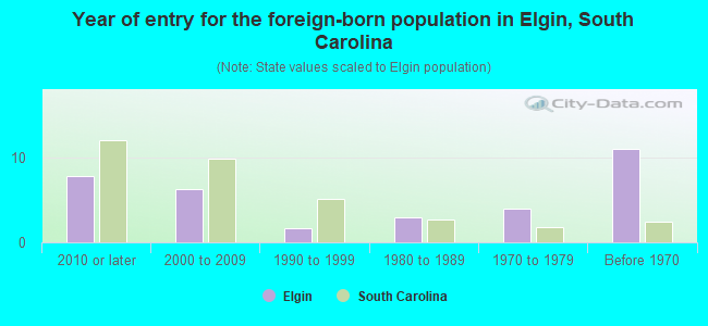 Year of entry for the foreign-born population in Elgin, South Carolina