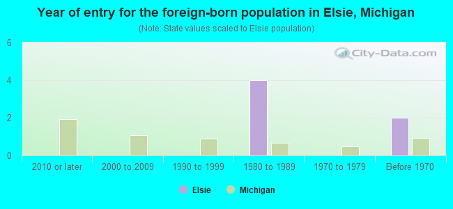 Year of entry for the foreign-born population in Elsie, Michigan