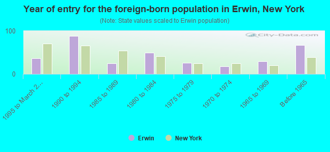 Year of entry for the foreign-born population in Erwin, New York
