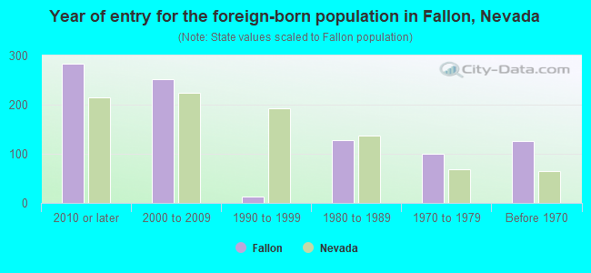 Year of entry for the foreign-born population in Fallon, Nevada