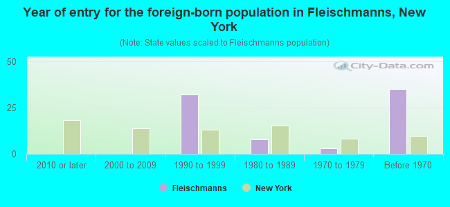 Year of entry for the foreign-born population in Fleischmanns, New York