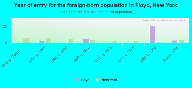 Year of entry for the foreign-born population in Floyd, New York