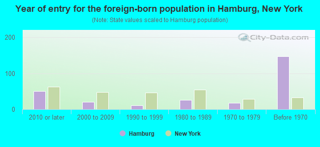 Year of entry for the foreign-born population in Hamburg, New York