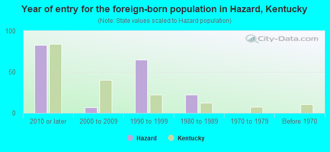 Year of entry for the foreign-born population in Hazard, Kentucky