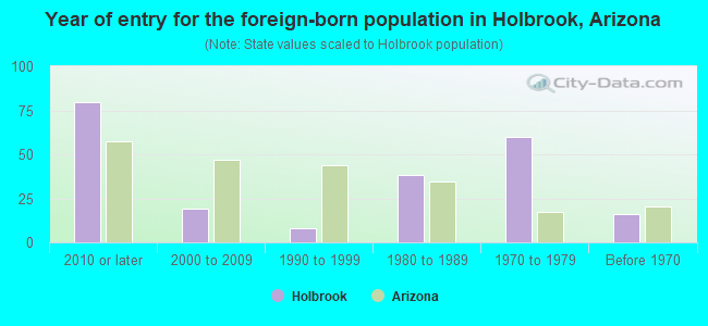 Year of entry for the foreign-born population in Holbrook, Arizona