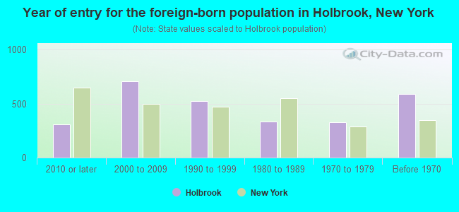 Year of entry for the foreign-born population in Holbrook, New York