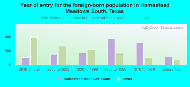 Year of entry for the foreign-born population in Homestead Meadows South, Texas