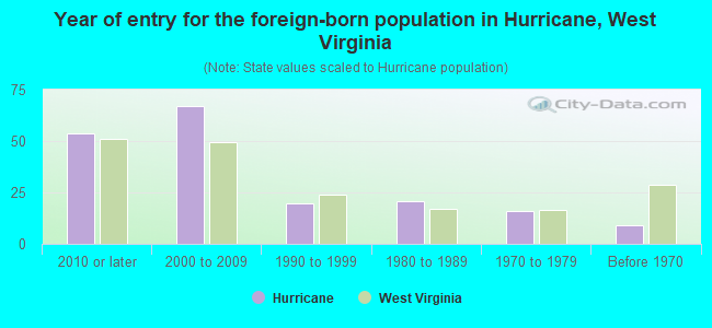 Year of entry for the foreign-born population in Hurricane, West Virginia