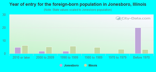 Year of entry for the foreign-born population in Jonesboro, Illinois
