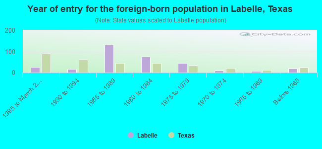 Year of entry for the foreign-born population in Labelle, Texas