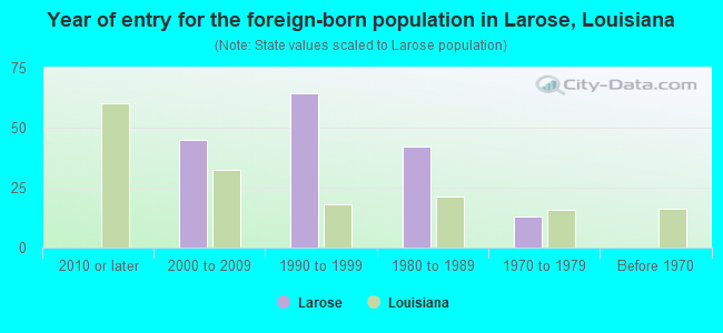 Year of entry for the foreign-born population in Larose, Louisiana