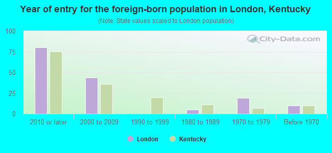 Year of entry for the foreign-born population in London, Kentucky