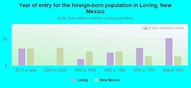 Year of entry for the foreign-born population in Loving, New Mexico