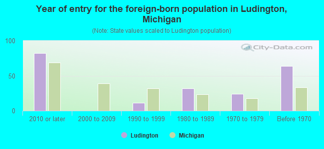 Year of entry for the foreign-born population in Ludington, Michigan