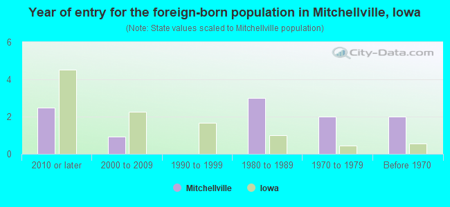 Year of entry for the foreign-born population in Mitchellville, Iowa