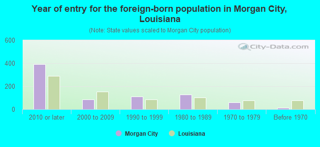Year of entry for the foreign-born population in Morgan City, Louisiana
