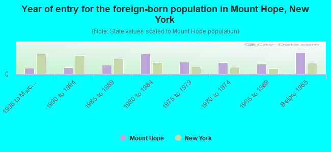 Year of entry for the foreign-born population in Mount Hope, New York