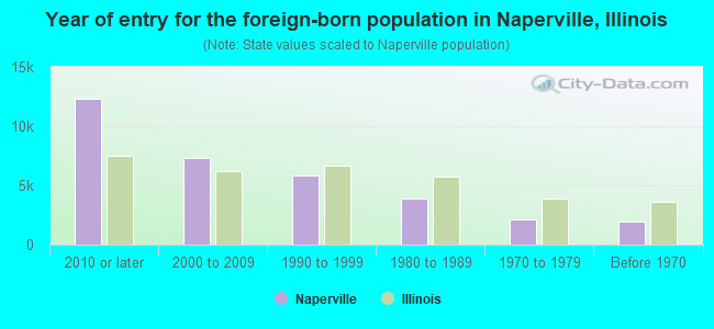 Year of entry for the foreign-born population in Naperville, Illinois