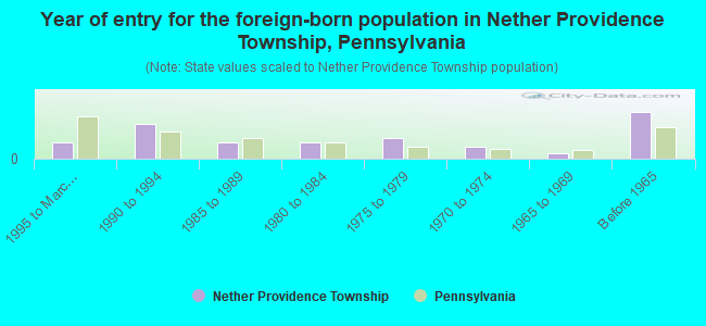 Year of entry for the foreign-born population in Nether Providence Township, Pennsylvania