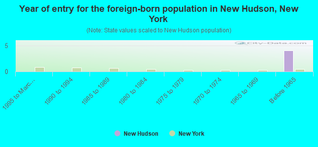 Year of entry for the foreign-born population in New Hudson, New York