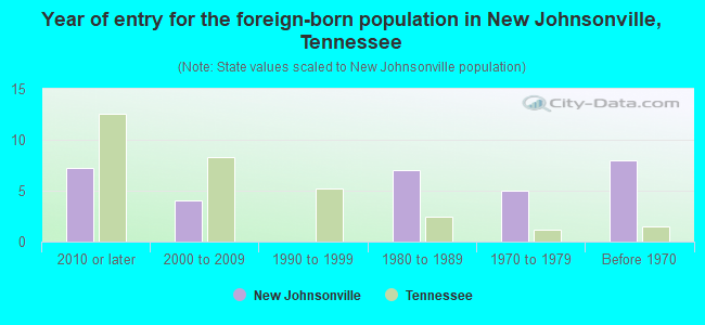 Year of entry for the foreign-born population in New Johnsonville, Tennessee