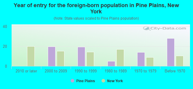Year of entry for the foreign-born population in Pine Plains, New York